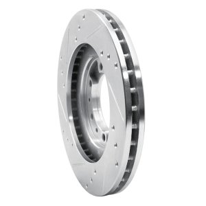 Mitsubishi Montero Brake Rotor (1) - Front Right - R1 Concepts - Drilled & Slotted - Silver - `94-`00